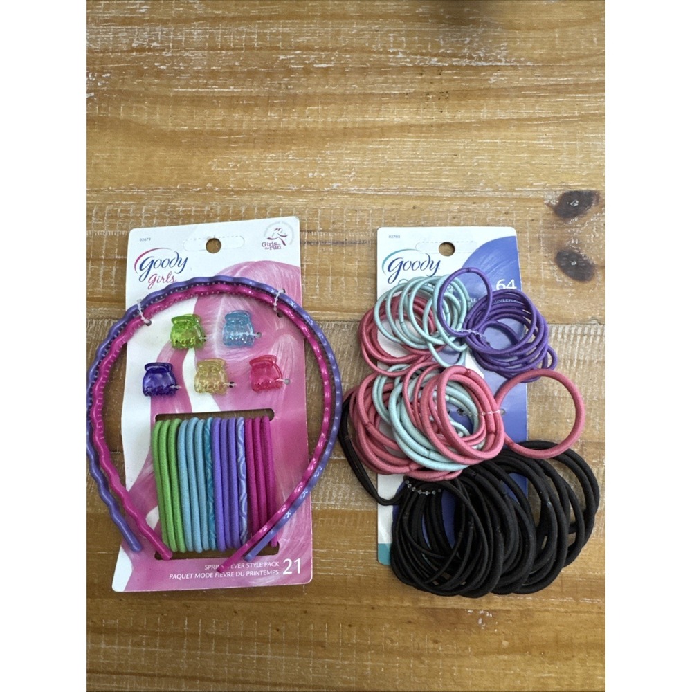 NEW LOT OF GOODY OUCHLESS NO METAL GENTLE HAIR ELASTICS 64ct & Girls Style Pack